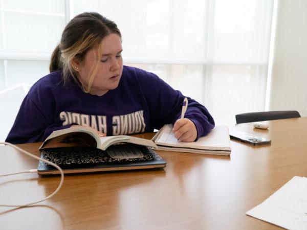 Student and notebook